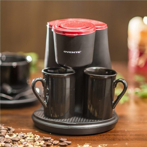 Ovente Two Serving Coffeemaker with 2 Ceramic Personal Cups (CM3BR) - Image 2