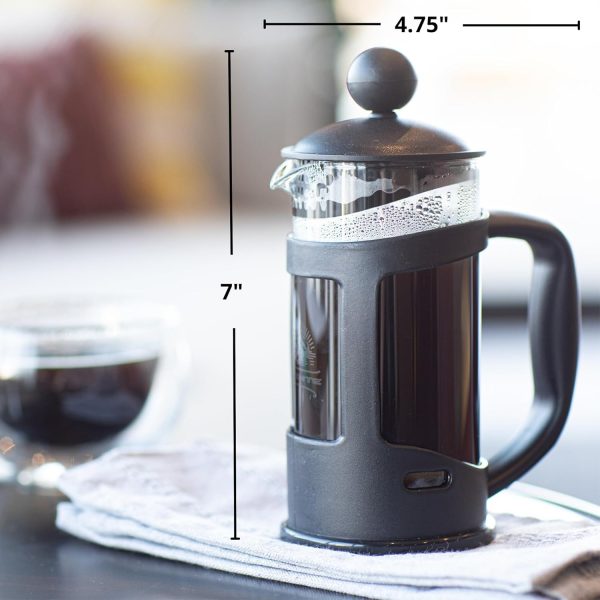 OVENTE French Press Coffee Maker 12 Ounce with Heat Resistant Borosilicate Glass & Stainless Steel 4-Level Filtration System, Portable Cold Brew Coffee Maker for Travel, Camping or Gift, Black FPT12B - Image 6