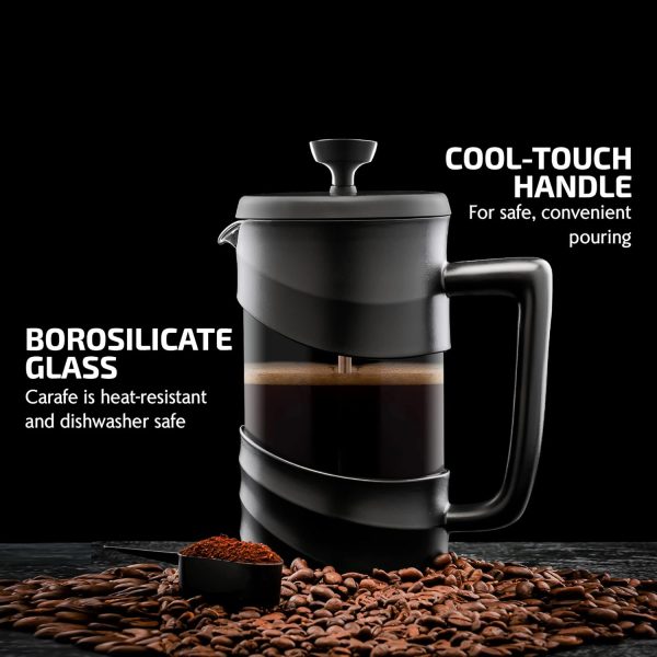OVENTE French Press Coffee Maker 12 Ounce with Heat Resistant Borosilicate Glass & Stainless Steel 4-Level Filtration System, Portable Cold Brew Coffee Maker for Travel, Camping or Gift, Black FPT12B - Image 12