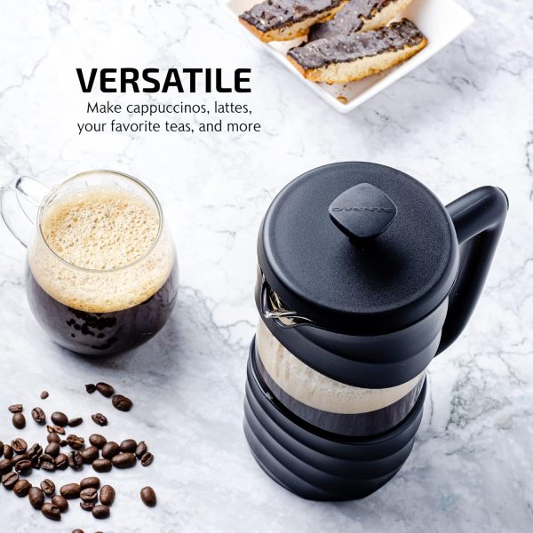 OVENTE French Press Coffee Maker 12 Ounce with Heat Resistant Borosilicate Glass & Stainless Steel 4-Level Filtration System, Portable Cold Brew Coffee Maker for Travel, Camping or Gift, Black FPT12B - Image 14