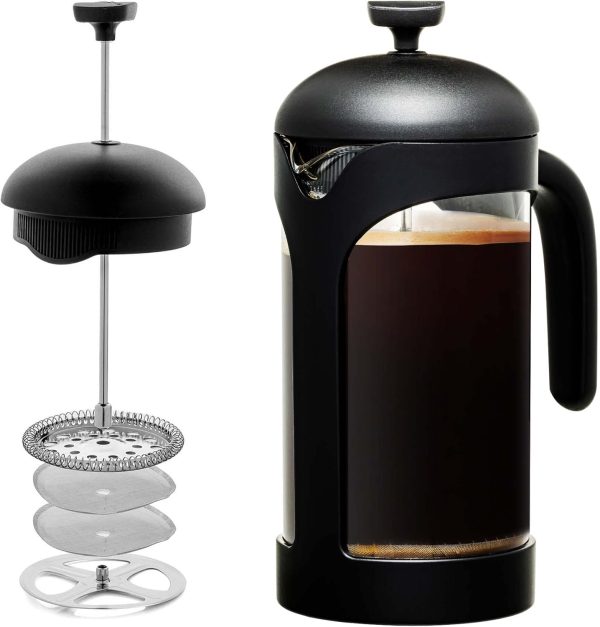 OVENTE French Press Coffee Maker 12 Ounce with Heat Resistant Borosilicate Glass & Stainless Steel 4-Level Filtration System, Portable Cold Brew Coffee Maker for Travel, Camping or Gift, Black FPT12B - Image 20