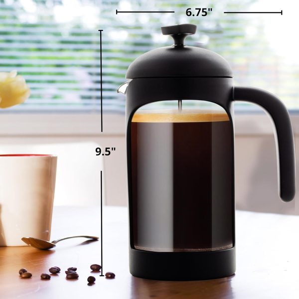OVENTE French Press Coffee Maker 12 Ounce with Heat Resistant Borosilicate Glass & Stainless Steel 4-Level Filtration System, Portable Cold Brew Coffee Maker for Travel, Camping or Gift, Black FPT12B - Image 25