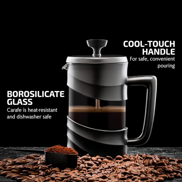 OVENTE French Press Coffee Maker 12 Ounce with Heat Resistant Borosilicate Glass & Stainless Steel 4-Level Filtration System, Portable Cold Brew Coffee Maker for Travel, Camping or Gift, Black FPT12B - Image 31