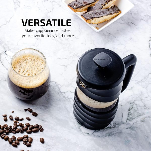 OVENTE French Press Coffee Maker 12 Ounce with Heat Resistant Borosilicate Glass & Stainless Steel 4-Level Filtration System, Portable Cold Brew Coffee Maker for Travel, Camping or Gift, Black FPT12B - Image 32