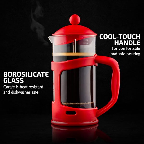 OVENTE French Press Coffee Maker 12 Ounce with Heat Resistant Borosilicate Glass & Stainless Steel 4-Level Filtration System, Portable Cold Brew Coffee Maker for Travel, Camping or Gift, Black FPT12B - Image 38