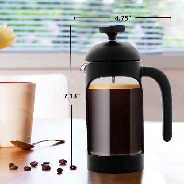 OVENTE French Press Coffee Maker 12 Ounce with Heat Resistant Borosilicate Glass & Stainless Steel 4-Level Filtration System, Portable Cold Brew Coffee Maker for Travel, Camping or Gift, Black FPT12B - Image 52