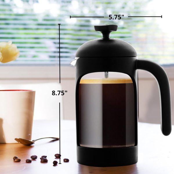 OVENTE French Press Coffee Maker 12 Ounce with Heat Resistant Borosilicate Glass & Stainless Steel 4-Level Filtration System, Portable Cold Brew Coffee Maker for Travel, Camping or Gift, Black FPT12B - Image 61