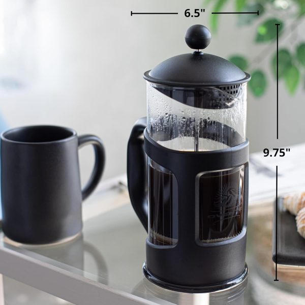 OVENTE French Press Coffee Maker 12 Ounce with Heat Resistant Borosilicate Glass & Stainless Steel 4-Level Filtration System, Portable Cold Brew Coffee Maker for Travel, Camping or Gift, Black FPT12B - Image 70