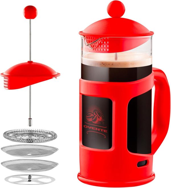 OVENTE French Press Coffee Maker 12 Ounce with Heat Resistant Borosilicate Glass & Stainless Steel 4-Level Filtration System, Portable Cold Brew Coffee Maker for Travel, Camping or Gift, Black FPT12B - Image 74