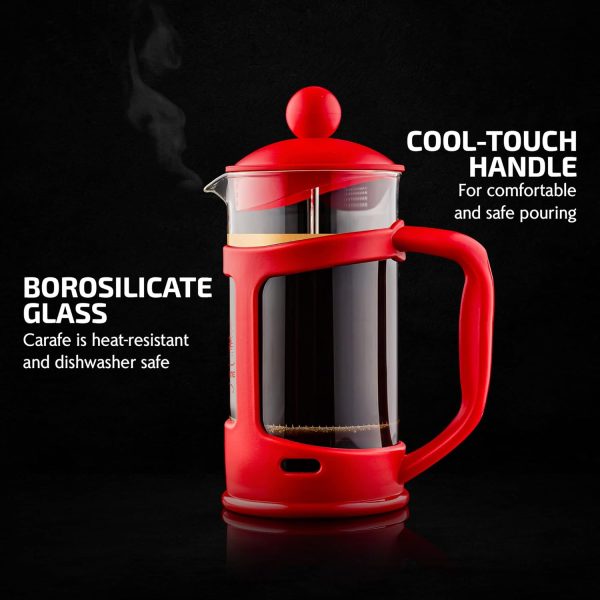 OVENTE French Press Coffee Maker 12 Ounce with Heat Resistant Borosilicate Glass & Stainless Steel 4-Level Filtration System, Portable Cold Brew Coffee Maker for Travel, Camping or Gift, Black FPT12B - Image 75
