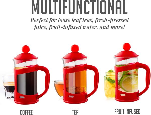 OVENTE French Press Coffee Maker 12 Ounce with Heat Resistant Borosilicate Glass & Stainless Steel 4-Level Filtration System, Portable Cold Brew Coffee Maker for Travel, Camping or Gift, Black FPT12B - Image 78