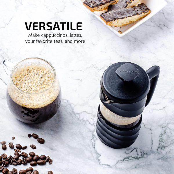 OVENTE French Press Coffee Maker 12 Ounce with Heat Resistant Borosilicate Glass & Stainless Steel 4-Level Filtration System, Portable Cold Brew Coffee Maker for Travel, Camping or Gift, Black FPT12B - Image 85