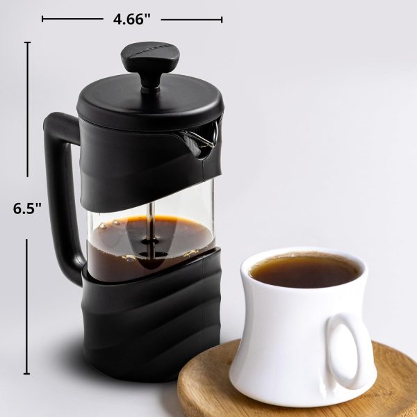 OVENTE French Press Coffee Maker 12 Ounce with Heat Resistant Borosilicate Glass & Stainless Steel 4-Level Filtration System, Portable Cold Brew Coffee Maker for Travel, Camping or Gift, Black FPT12B - Image 87