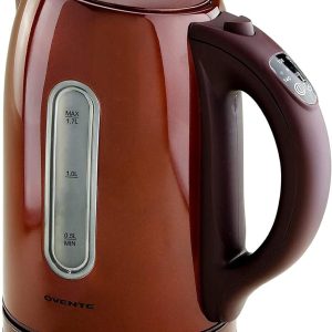 Ovente Electric Stainless Steel Hot Water Kettle 1.7 Liter with 5 Temperature Control & Concealed Heating Element, BPA-Free 1100 Watt Tea Maker with Auto Shut-Off and Keep Warm Setting, Brown KS89BR