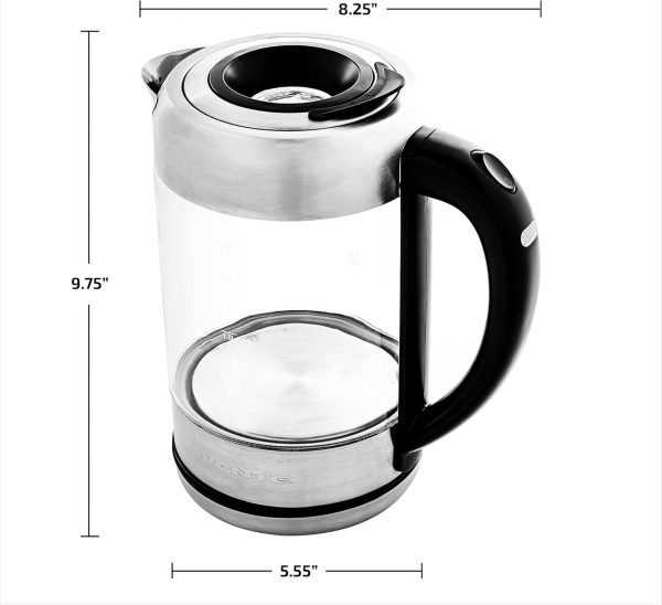 OVENTE 1.7L Electric Kettle and Tea Maker Pot Combo, 1500W BPA Free Water Boiler Heater with Easy to Fill Lid, 27oz Borosilicate Glass Teapot, Removable Stainless Steel Infuser, Silver KG612S + FGK27B - Image 7