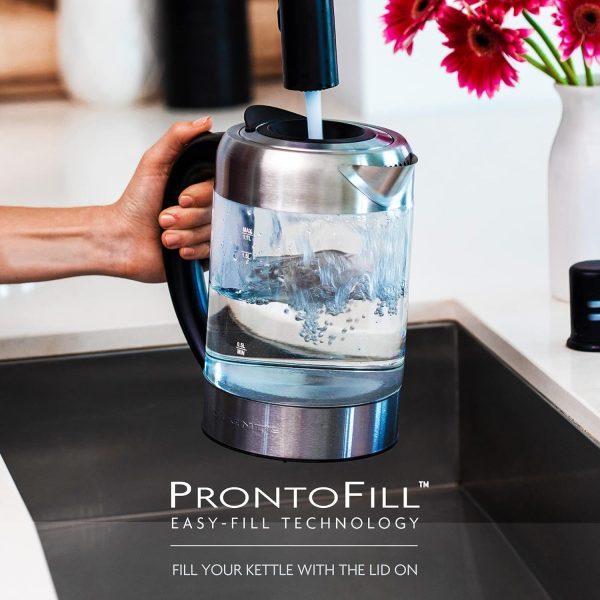 OVENTE 1.7L Electric Kettle and Tea Maker Pot Combo, 1500W BPA Free Water Boiler Heater with Easy to Fill Lid, 27oz Borosilicate Glass Teapot, Removable Stainless Steel Infuser, Silver KG612S + FGK27B - Image 13