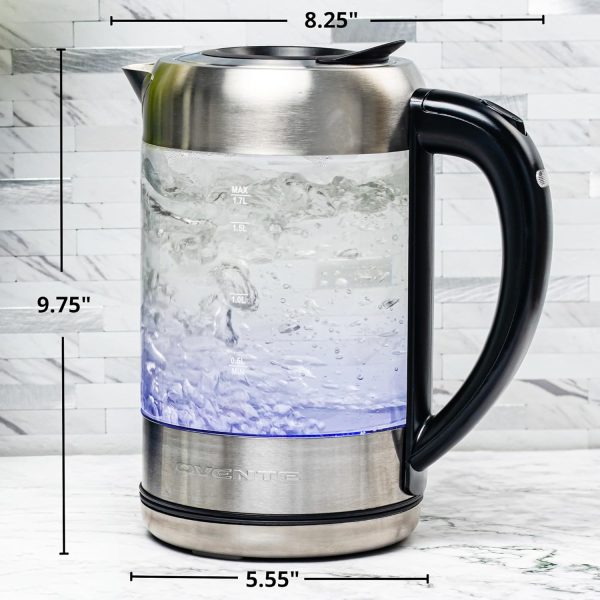OVENTE 1.7L Electric Kettle and Tea Maker Pot Combo, 1500W BPA Free Water Boiler Heater with Easy to Fill Lid, 27oz Borosilicate Glass Teapot, Removable Stainless Steel Infuser, Silver KG612S + FGK27B - Image 14