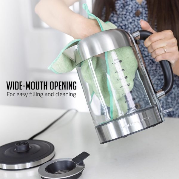 OVENTE 1.7L Electric Kettle and Tea Maker Pot Combo, 1500W BPA Free Water Boiler Heater with Easy to Fill Lid, 27oz Borosilicate Glass Teapot, Removable Stainless Steel Infuser, Silver KG612S + FGK27B - Image 23