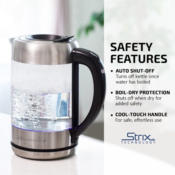 OVENTE 1.7L Electric Kettle and Tea Maker Pot Combo, 1500W BPA Free Water Boiler Heater with Easy to Fill Lid, 27oz Borosilicate Glass Teapot, Removable Stainless Steel Infuser, Silver KG612S + FGK27B - Image 26