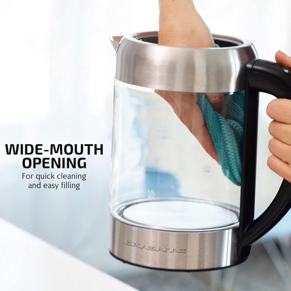 OVENTE 1.7L Electric Kettle and Tea Maker Pot Combo, 1500W BPA Free Water Boiler Heater with Easy to Fill Lid, 27oz Borosilicate Glass Teapot, Removable Stainless Steel Infuser, Silver KG612S + FGK27B - Image 30