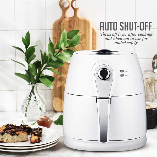 OVENTE Compact Air Fryer, 3.2 Quart Electric Hot Cooker with 1400W Power, Adjustable Temperature, Auto Shutoff, Dishwasher Safe Non-Stick Basket, Perfect for Healthy and Oilless Food, White FAM21302W - Image 4