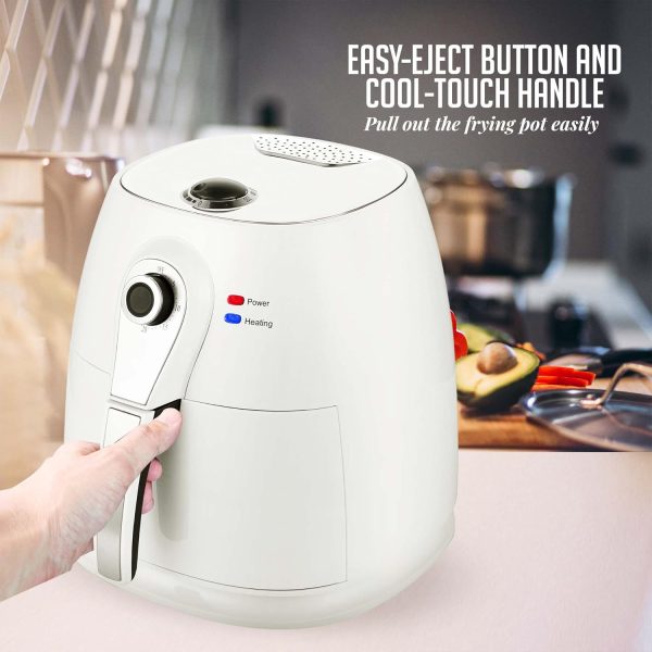 OVENTE Compact Air Fryer, 3.2 Quart Electric Hot Cooker with 1400W Power, Adjustable Temperature, Auto Shutoff, Dishwasher Safe Non-Stick Basket, Perfect for Healthy and Oilless Food, White FAM21302W - Image 5