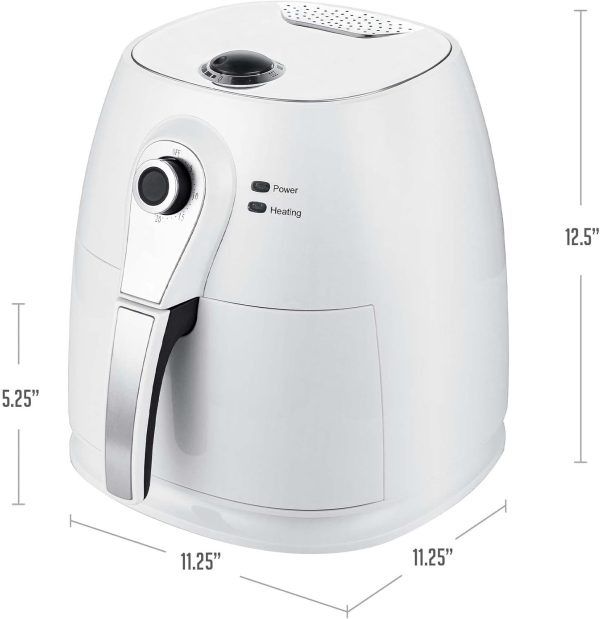 OVENTE Compact Air Fryer, 3.2 Quart Electric Hot Cooker with 1400W Power, Adjustable Temperature, Auto Shutoff, Dishwasher Safe Non-Stick Basket, Perfect for Healthy and Oilless Food, White FAM21302W - Image 6