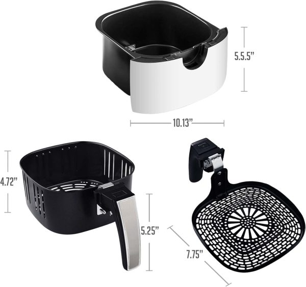 OVENTE Compact Air Fryer, 3.2 Quart Electric Hot Cooker with 1400W Power, Adjustable Temperature, Auto Shutoff, Dishwasher Safe Non-Stick Basket, Perfect for Healthy and Oilless Food, White FAM21302W - Image 7