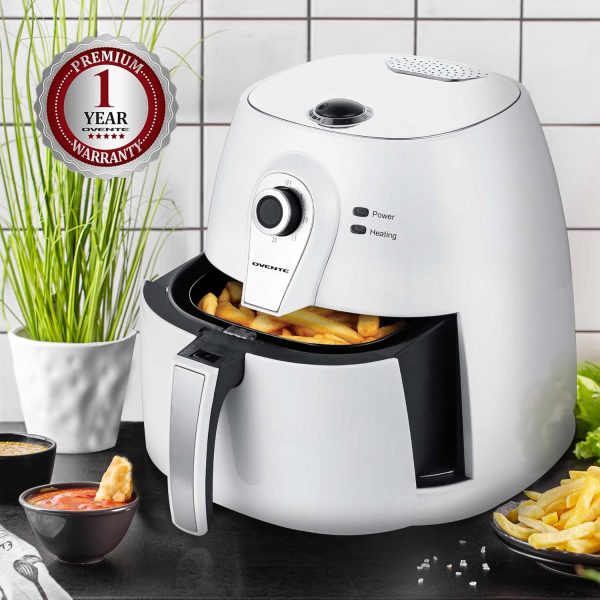 OVENTE Compact Air Fryer, 3.2 Quart Electric Hot Cooker with 1400W Power, Adjustable Temperature, Auto Shutoff, Dishwasher Safe Non-Stick Basket, Perfect for Healthy and Oilless Food, White FAM21302W - Image 8