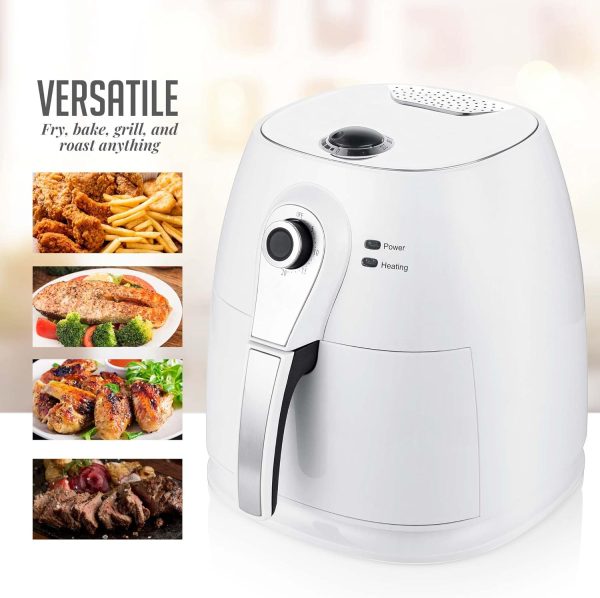 OVENTE Compact Air Fryer, 3.2 Quart Electric Hot Cooker with 1400W Power, Adjustable Temperature, Auto Shutoff, Dishwasher Safe Non-Stick Basket, Perfect for Healthy and Oilless Food, White FAM21302W - Image 9