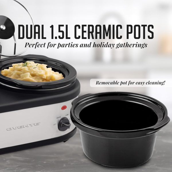 OVENTE Electric Slow Cooker with 3 Cooking Settings, Non-Stick and Dishwasher Safe Stoneware, Stainless Steel Body, Glass Lid, 3.7 Qt Oval Pot for Entrees, Soups, Sauces, Stews & Dips, Silver SLO35ABR - Image 10