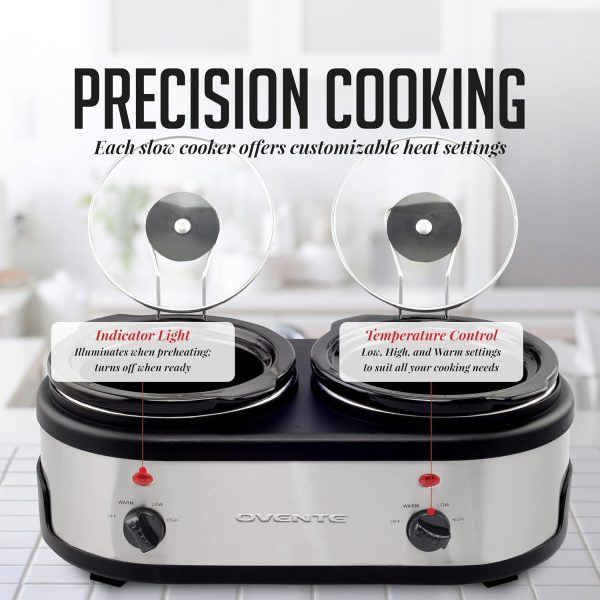 OVENTE Electric Slow Cooker with 3 Cooking Settings, Non-Stick and Dishwasher Safe Stoneware, Stainless Steel Body, Glass Lid, 3.7 Qt Oval Pot for Entrees, Soups, Sauces, Stews & Dips, Silver SLO35ABR - Image 12