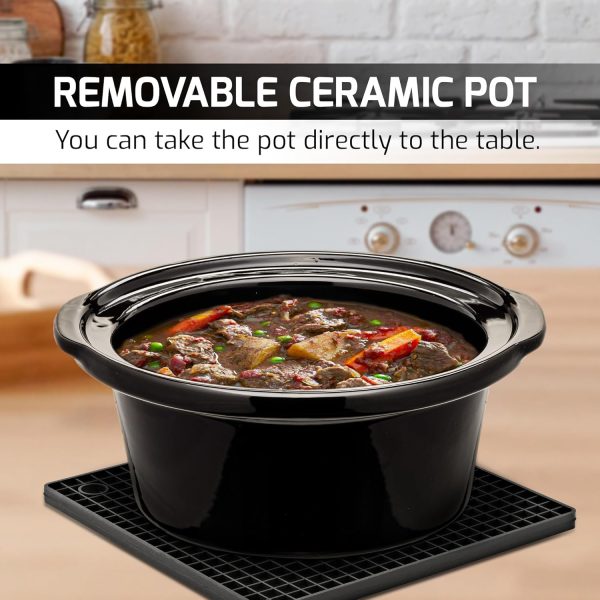 OVENTE Electric Slow Cooker with 3 Cooking Settings, Non-Stick and Dishwasher Safe Stoneware, Stainless Steel Body, Glass Lid, 3.7 Qt Oval Pot for Entrees, Soups, Sauces, Stews & Dips, Silver SLO35ABR - Image 18