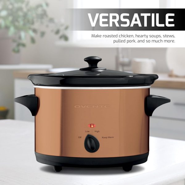 OVENTE Electric Slow Cooker with 3 Cooking Settings, Non-Stick and Dishwasher Safe Stoneware, Stainless Steel Body, Glass Lid, 3.7 Qt Oval Pot for Entrees, Soups, Sauces, Stews & Dips, Silver SLO35ABR - Image 19