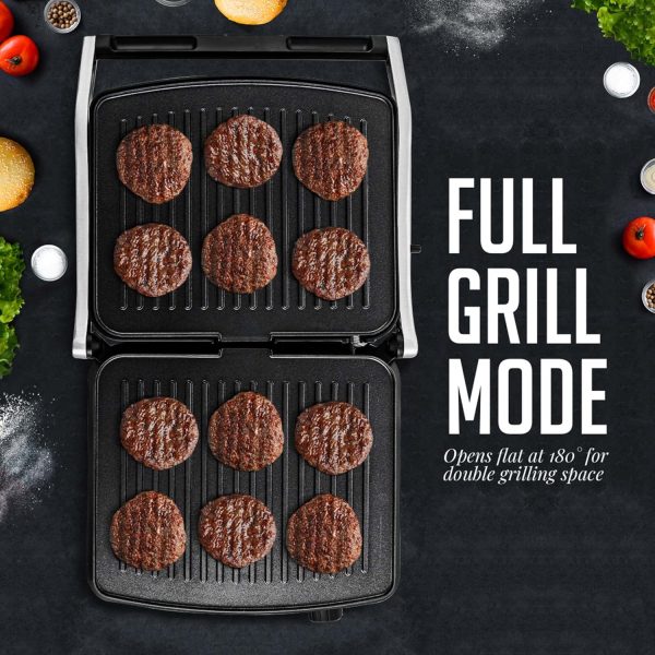 OVENTE Electric Panini Press Sandwich Maker, 1500W Indoor Grill with Non-Stick Coated Plates, Temperature Control & Removable Drip Tray, Opens 180 Degrees to Fit Any Type/Size of Food, Silver GP1861BR - Image 2