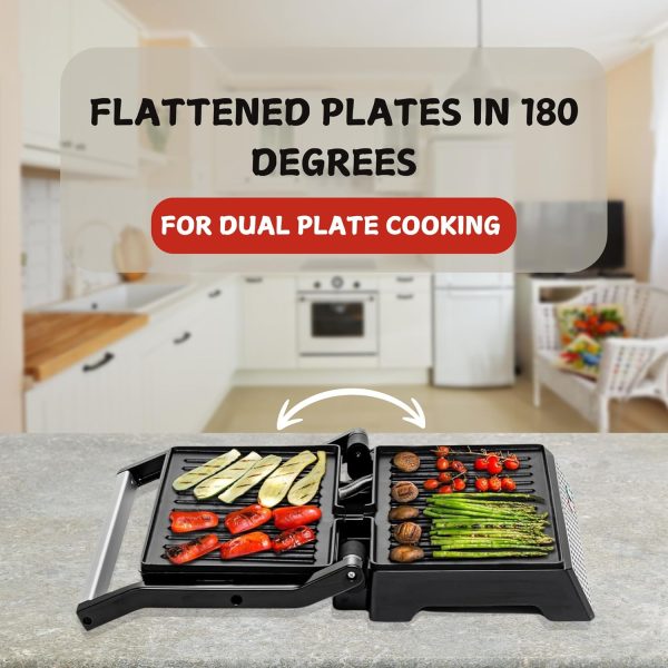 OVENTE Electric Panini Press Sandwich Maker, 1500W Indoor Grill with Non-Stick Coated Plates, Temperature Control & Removable Drip Tray, Opens 180 Degrees to Fit Any Type/Size of Food, Silver GP1861BR - Image 12