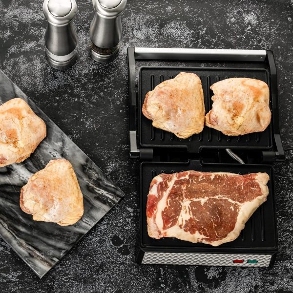 OVENTE Electric Panini Press Sandwich Maker, 1500W Indoor Grill with Non-Stick Coated Plates, Temperature Control & Removable Drip Tray, Opens 180 Degrees to Fit Any Type/Size of Food, Silver GP1861BR - Image 14