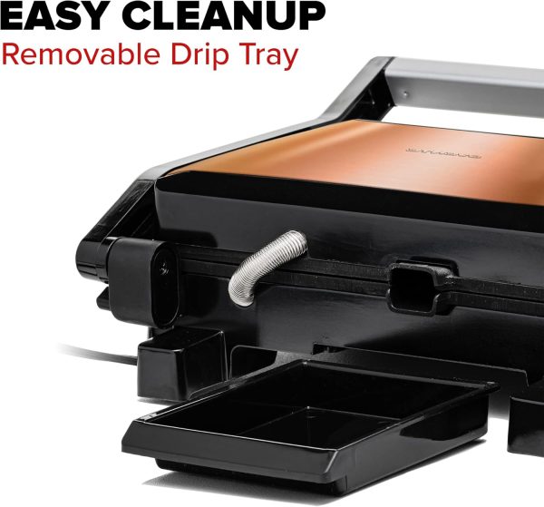 OVENTE Electric Panini Press Sandwich Maker, 1500W Indoor Grill with Non-Stick Coated Plates, Temperature Control & Removable Drip Tray, Opens 180 Degrees to Fit Any Type/Size of Food, Silver GP1861BR - Image 20