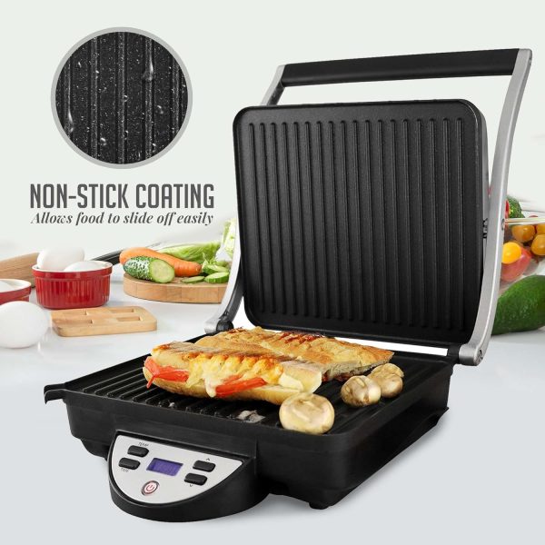 OVENTE Electric Panini Press Sandwich Maker, 1500W Indoor Grill with Non-Stick Coated Plates, Temperature Control & Removable Drip Tray, Opens 180 Degrees to Fit Any Type/Size of Food, Silver GP1861BR - Image 27