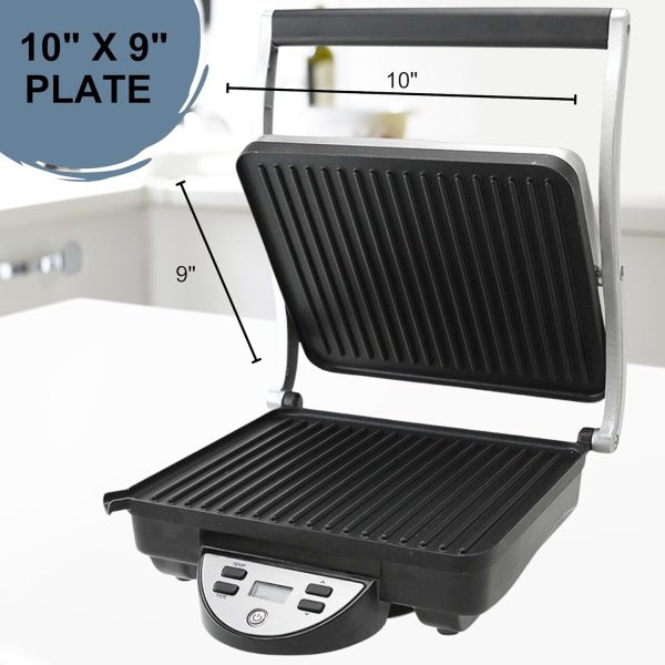 OVENTE Electric Panini Press Sandwich Maker, 1500W Indoor Grill with Non-Stick Coated Plates, Temperature Control & Removable Drip Tray, Opens 180 Degrees to Fit Any Type/Size of Food, Silver GP1861BR - Image 29