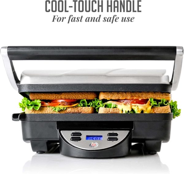 OVENTE Electric Panini Press Sandwich Maker, 1500W Indoor Grill with Non-Stick Coated Plates, Temperature Control & Removable Drip Tray, Opens 180 Degrees to Fit Any Type/Size of Food, Silver GP1861BR - Image 31