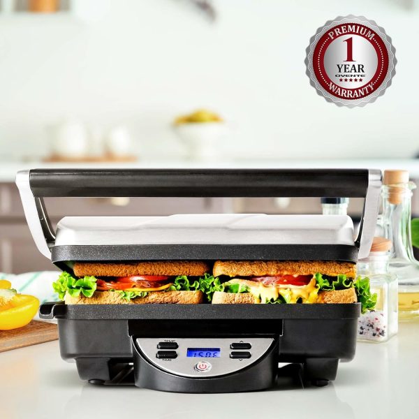 OVENTE Electric Panini Press Sandwich Maker, 1500W Indoor Grill with Non-Stick Coated Plates, Temperature Control & Removable Drip Tray, Opens 180 Degrees to Fit Any Type/Size of Food, Silver GP1861BR - Image 32