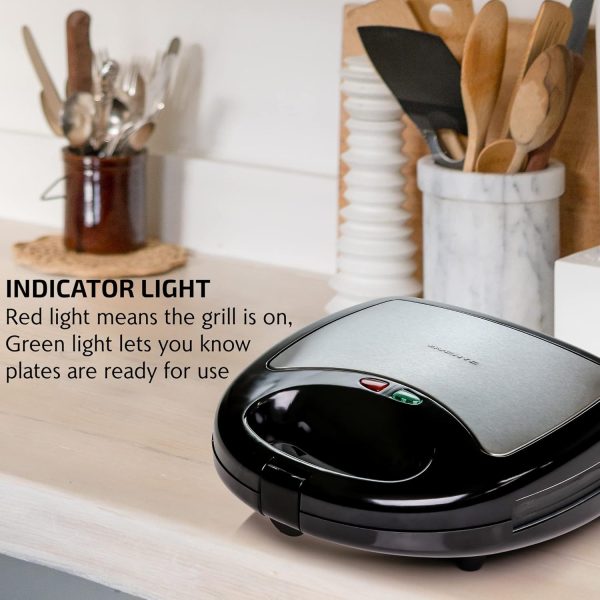 OVENTE Electric Panini Press Sandwich Maker, 1500W Indoor Grill with Non-Stick Coated Plates, Temperature Control & Removable Drip Tray, Opens 180 Degrees to Fit Any Type/Size of Food, Silver GP1861BR - Image 35