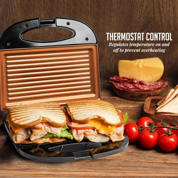 OVENTE Electric Panini Press Sandwich Maker, 1500W Indoor Grill with Non-Stick Coated Plates, Temperature Control & Removable Drip Tray, Opens 180 Degrees to Fit Any Type/Size of Food, Silver GP1861BR - Image 43