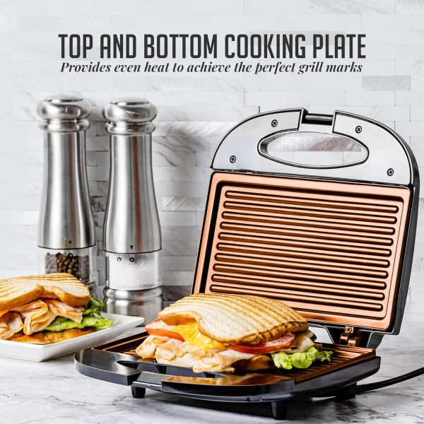 OVENTE Electric Panini Press Sandwich Maker, 1500W Indoor Grill with Non-Stick Coated Plates, Temperature Control & Removable Drip Tray, Opens 180 Degrees to Fit Any Type/Size of Food, Silver GP1861BR - Image 46