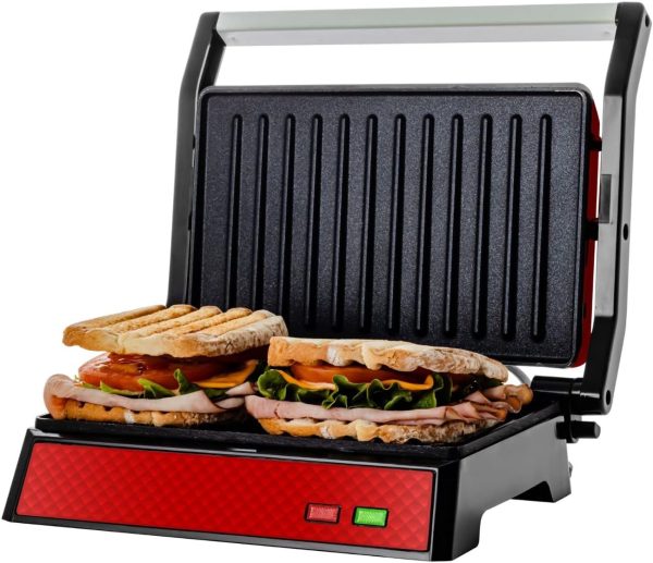 OVENTE Electric Panini Press Sandwich Maker, 1500W Indoor Grill with Non-Stick Coated Plates, Temperature Control & Removable Drip Tray, Opens 180 Degrees to Fit Any Type/Size of Food, Silver GP1861BR - Image 59