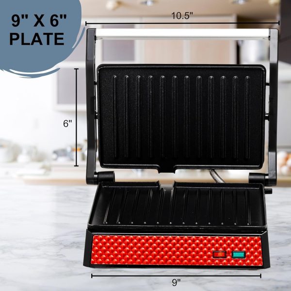 OVENTE Electric Panini Press Sandwich Maker, 1500W Indoor Grill with Non-Stick Coated Plates, Temperature Control & Removable Drip Tray, Opens 180 Degrees to Fit Any Type/Size of Food, Silver GP1861BR - Image 64