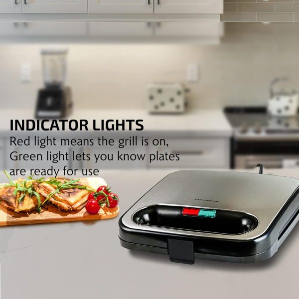 OVENTE Electric Panini Press Sandwich Maker, 1500W Indoor Grill with Non-Stick Coated Plates, Temperature Control & Removable Drip Tray, Opens 180 Degrees to Fit Any Type/Size of Food, Silver GP1861BR - Image 68