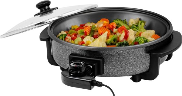 OVENTE 12 Inch Electric Skillet and Frying Pan with Nonstick Coating, 1400W Power, Adjustable Temperature Control, Tempered Glass Lid with Vent and Cool Touch Handles, Copper SK11112CO - Image 10