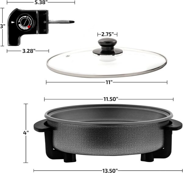 OVENTE 12 Inch Electric Skillet and Frying Pan with Nonstick Coating, 1400W Power, Adjustable Temperature Control, Tempered Glass Lid with Vent and Cool Touch Handles, Copper SK11112CO - Image 15